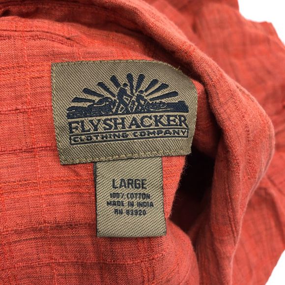Flyshacker Men Short Sleeve Button Shirt Top Size Large Orange M098 -2 - Picture 5 of 10